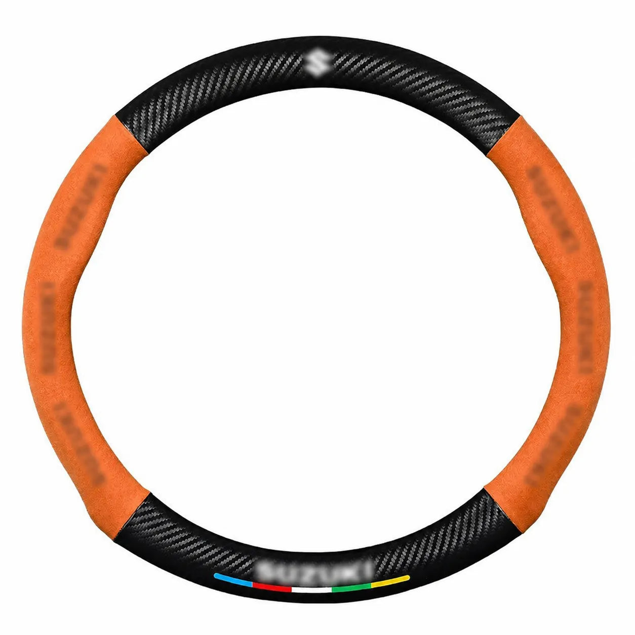 Cubre volante deportivo - Ajuste universal • Con logo de marca • Acabados con fibra de carbono y gamuza