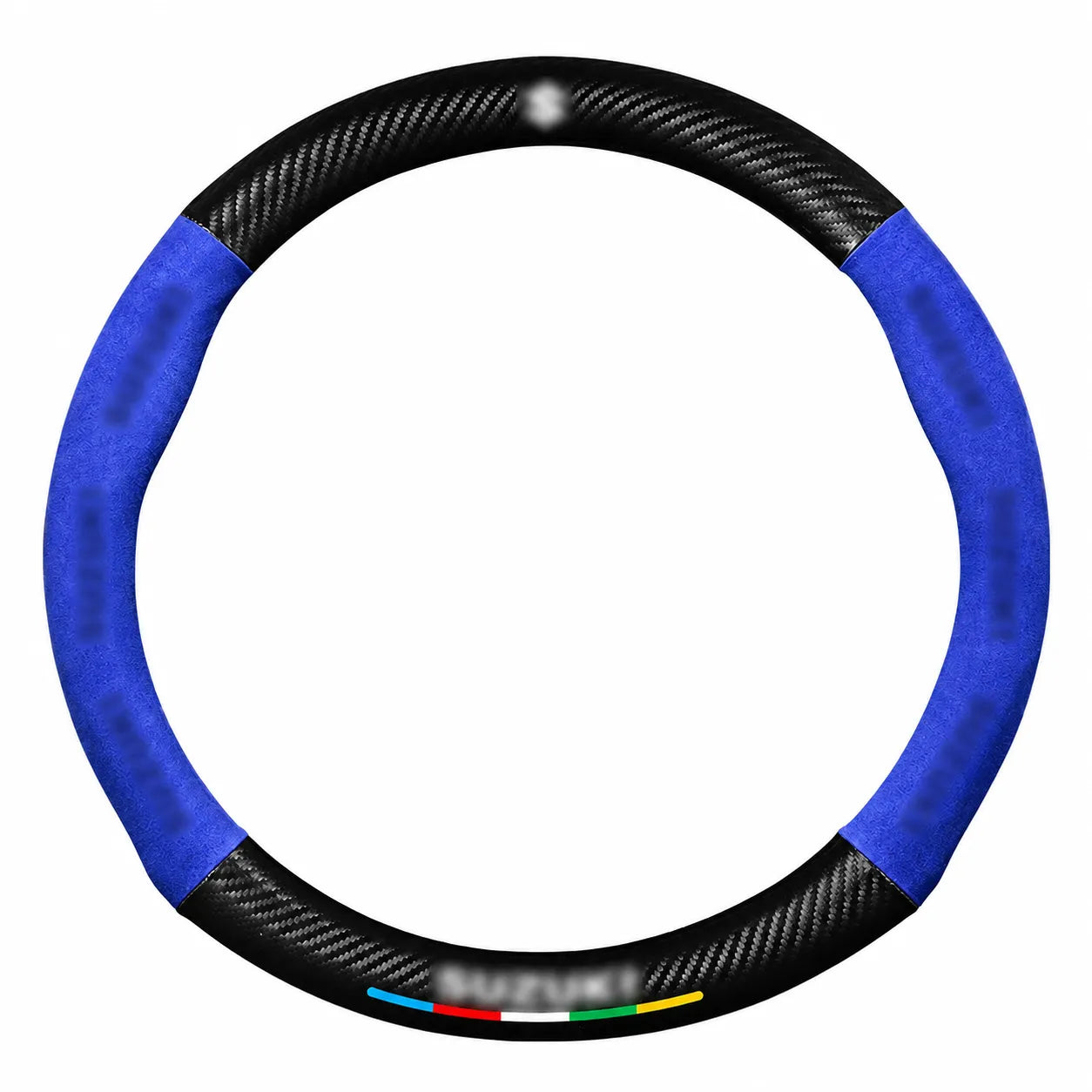 Cubre volante deportivo - Ajuste universal • Con logo de marca • Acabados con fibra de carbono y gamuza